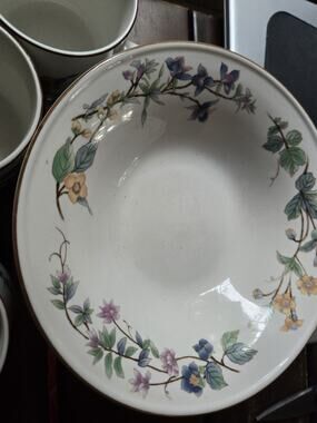 Woodhill by Citation Set of 8 Soup Cereal Bowls Floral China Brown Trim